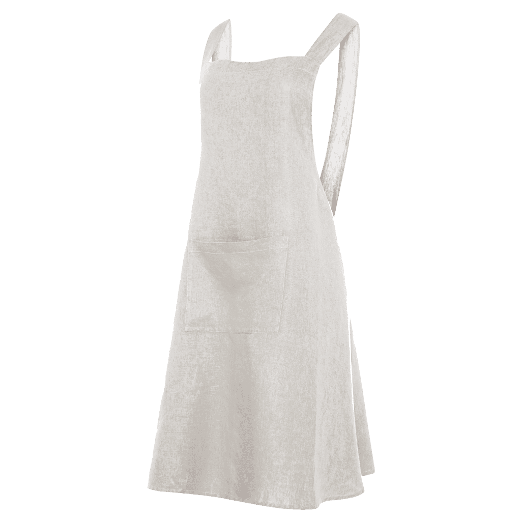 Light Weight Linen Pinafore Apron – White